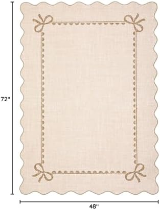 GarveeHome Scalloped Bow Rug 4x6 Washable Beige Rug - Image 2