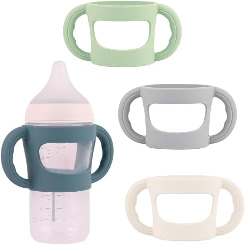 4 Pack Baby Bottle Handles, Silicone Sleeves by Wrbin