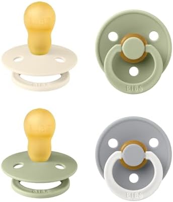 BIBS Color Pacifiers 4-Pack | BPA Free Soother Pacifier | Round Nipple | by BIBS