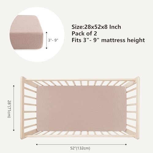 Bearmoss Muslin Crib Sheets 100% Cotton Baby Crib Sheets Fitted - Image 3