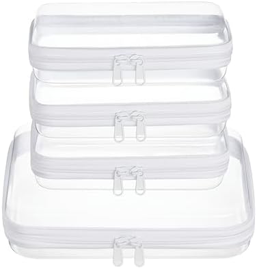 4 pcs Clear Zipper Pouches, Hard Shell Zipper Case by WELPIRT