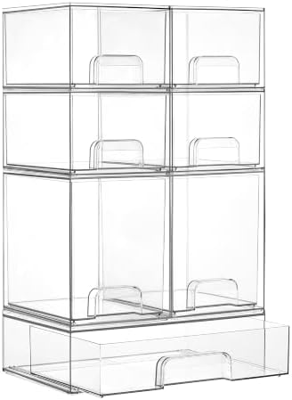 Vtopmart Clear Stackable Storage Drawers Set of 7, Plastic Organizer Bins by Vtopmart