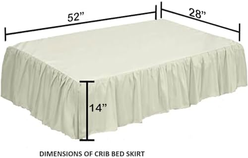 Crib Bed Skirt 28” x 52” with 14” Drop – Split Corners Dust Ruffle, Microfiber - Image 3
