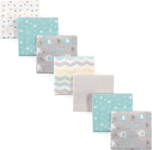 Luvable Friends Unisex Baby Cotton Flannel Receiving Blankets, Basic Elephant by Luvable+Friends