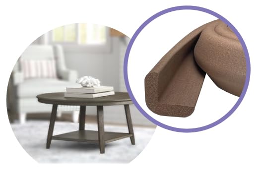 Kidkusion Baby Proof Edge Guards for Safety | Made in The USA | 24 Feet | Brown | Edge Protectors for Furniture, Tables, Fireplaces | Heavy Duty Tape Included