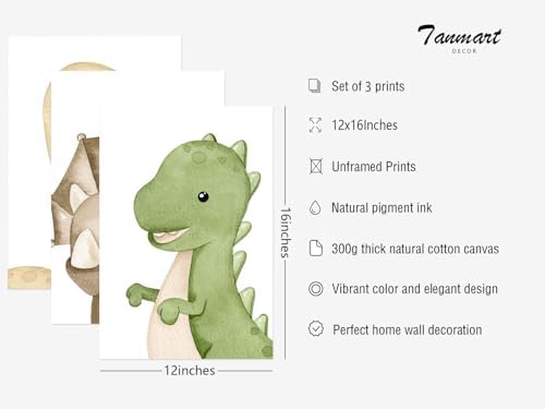 Dinosaur Wall Art Kids Boys Room Canvas Wall Decor Dino Nursery Wall Art - Image 2