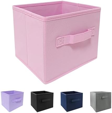 EBIGIC Pink Cube Storage Bins 9.0"x7.5"x7.5" Small Size Fabirc Foldable Closet by EBIGIC