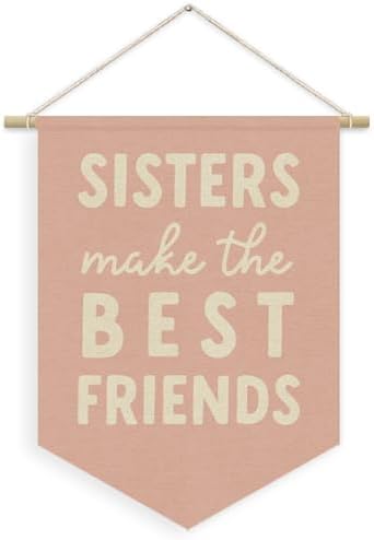 Girls Room Decor, Sisters Make the Best Friends Linen Canvas Banner by Unknown