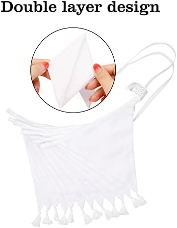 G2PLUS 10.8Ft Cotton Triangle Bunting Banner – 12pcs White Fabric Pennant Flag - Image 3