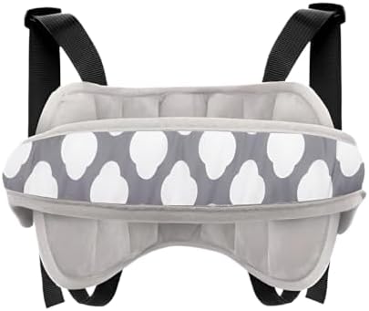 Car Seat Head Support Strap Adjustable Mesh Relief Band Gray White by KHGUZ