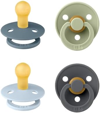 BIBS Colour Pacifier, 0-6 Months, Round Nipple, Baby Blue Mix by BIBS