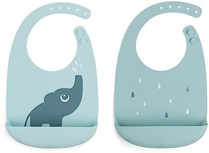 Done by Deer Elphee Blue Silicone Bib 2-Pack by DonebyDeer