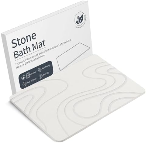 VEELOIM Stone Bath Mat, Diatomaceous Earth Bath Mat, Shower Mat White by VEELOIM