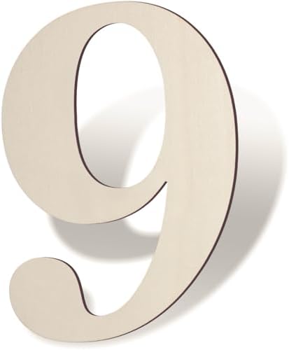 12 Inch Large Wooden Numbers 9 Unfinished Wood Number by Unknown