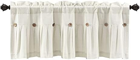 Lush Decor Linen Button Farmhouse Valance CurtiansOff White - Image 7