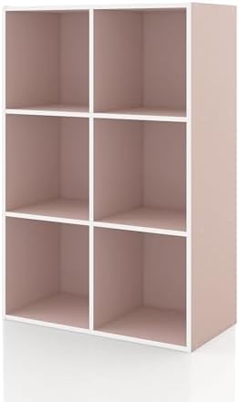 Homes: Inside + Out Apexa 6-Cube Storage Organizer Shelves, Stackable Wood by HOMESInsideOut