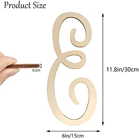 Wooden Letters 12 Inch E for Wall Decor Large Cursive Wood Monogram Letters - Image 2