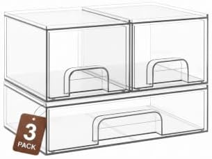 TIPGO Clear Stackable Storage Drawers, Acrylic Bathroom Makeup Organizer by TIPGO