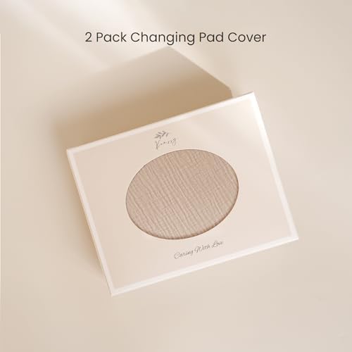Konssy 100% Cotton Muslin Changing Pad Cover 2 Pack - Image 6