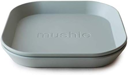 mushie Square Dinnerware Plates for Kids | Made in Denmark, Set of 2 (Sage)