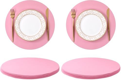 SHACOS 100 pcs Round Paper Placemats Disposable 13 inch Colored Paper Place Mats by SHACOS