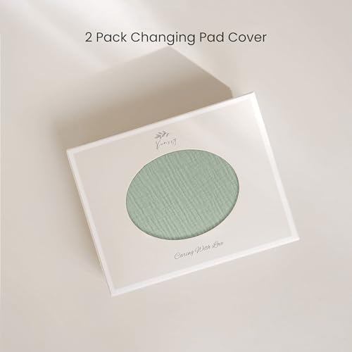 Konssy 100% Cotton Muslin Changing Pad Cover 2 Pack - Image 5