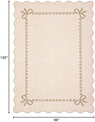 GarveeHome Scalloped Bow Rug 8x10 Washable Beige Rug - Image 2