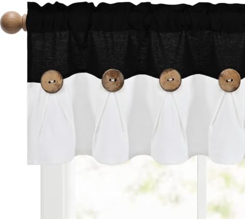 FRAMICS Farmhouse Valance Curtains, Boho Cotton Linen Kitchen Valance, Rustic - Image 7