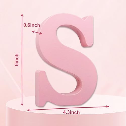 AOCEAN 6 Inch Pink Wood Letters Unfinished Wooden Letters - Image 2