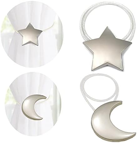 Magnetic Curtain Tiebacks 1 Pair Curtain Clips Rope Holdbacks Moon and Star by Unknown