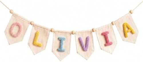 Personalized Baby Name Banner for Nursery, Custom Handmade Yarn Letter Banner by KALOTOYS