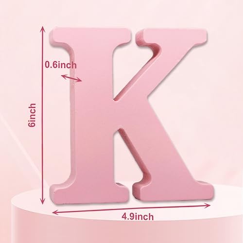 AOCEAN 6 Inch Pink Wood Letters Unfinished Wooden Letters - Image 2