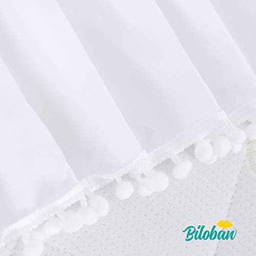 Crib Skirt with Pompoms White, Fits Standard Crib - Image 2
