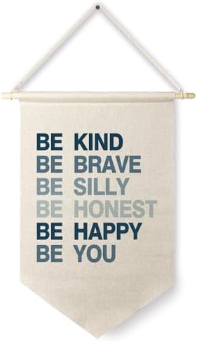 Qpenm Be Kind Be Brave Inspirational Boy Hanging Wall Canvas Banner by ColorfulLifeStartingwithYourCuteTowel