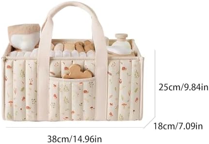 Quilted Fabric Storage Basket Floral Baby Diaper Caddy Quilted Basket - Image 4