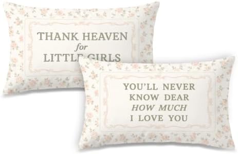 Thank Heaven for Little Girls Pillow Covers 12x20 Set of 2, Baby Girl Nursery by Unknown