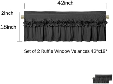 HIG 2 Pack Black Ruffle Handcrafted Window Valances - Image 5