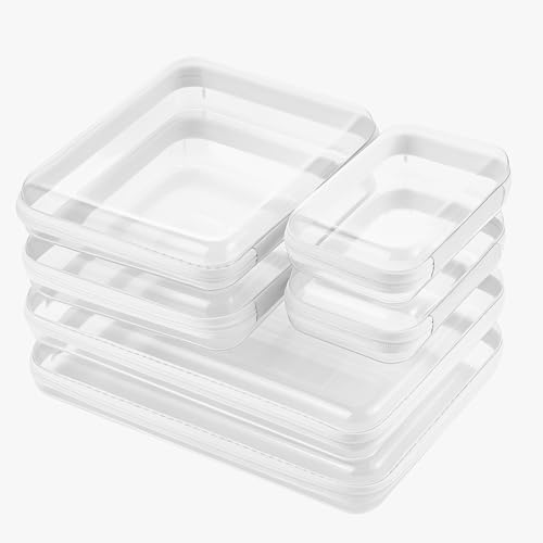 6 Pack Mixed Size White Clear Hard Shell Zipper Case, Diaper Bag Organizer by Unknown