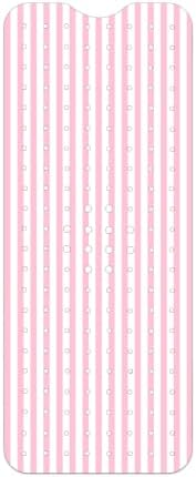 Pink Stripes Bathtub Mat Non Slip 40x16 Inch Extra Long Bath Mat, Modern Art by Denifeiya