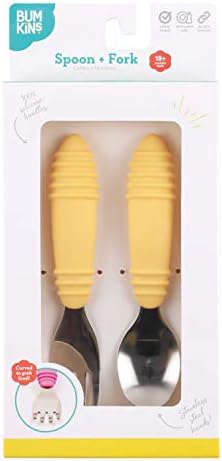 Bumkins Toddler Utensils, Kids Size Fork and Spoon Set, Silicone and - Image 6