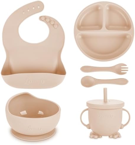 Silicone Baby Feeding Set, Suction Plate Bowl by Losecu