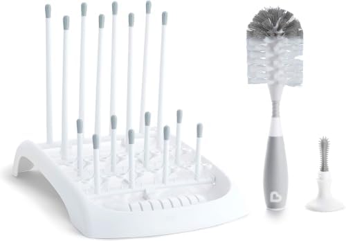 Munchkin Fold Baby Bottle Drying Rack and Bristle Bottle Brush Cleaning by Munchkin
