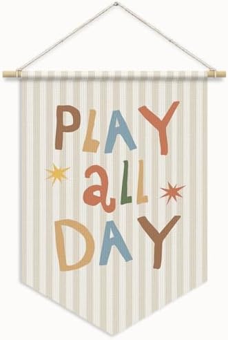 RTXLEZM Playroom Decor, Play All Day Wall Banner Pennants Flag by Unknown