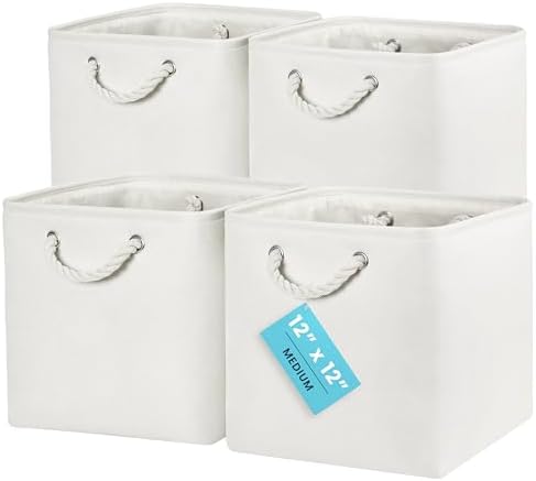 OrganiHaus 12x12 Cube Storage Bins, Rope Handles by OrganiHaus