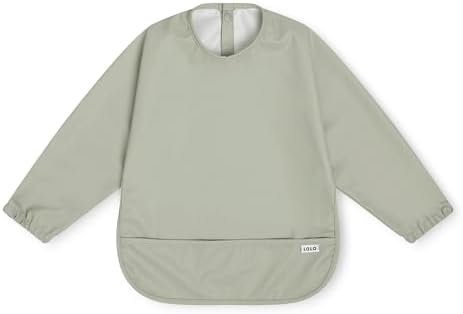 Lalo Long Sleeve Baby Bib, Waterproof, Elastic Cuffs, Large Catch-All Pocket by Lalo