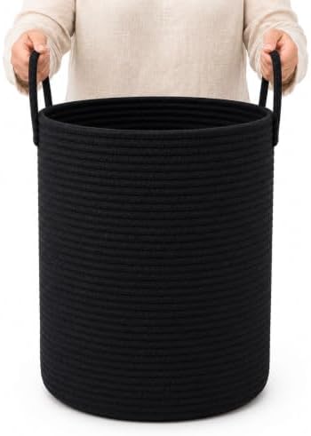 OrganiHaus Tall Cotton Rope Laundry Basket & Hamper, Blanket Storage 52L by OrganiHaus