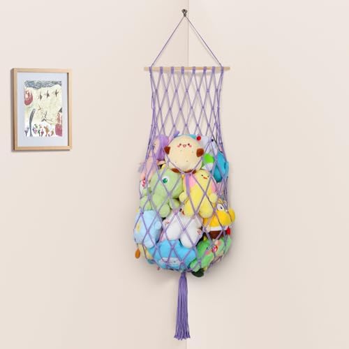 68 Inch Stuffed Animal Storage Net Corner Stuffy Hammock by iHansee