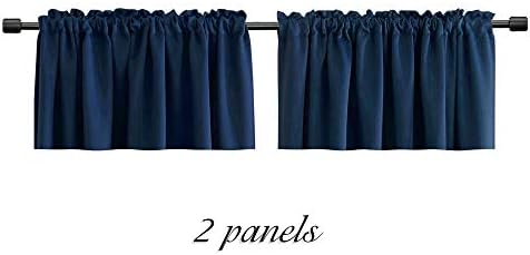 DONREN 18 Inch Long Navy Blue Blackout Curtain Valances - Image 5