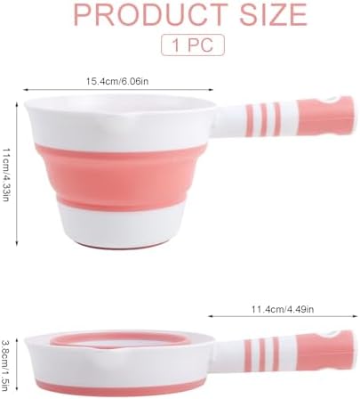 Folding Water Ladle for Bath Collapsible Water Scoop Bath Ladle Pink - Image 2