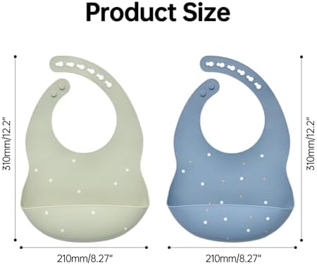 SILI FACTORY Silicone Baby Bibs 2 Sets, Adjustable Waterproof Baby Bibs - Image 5